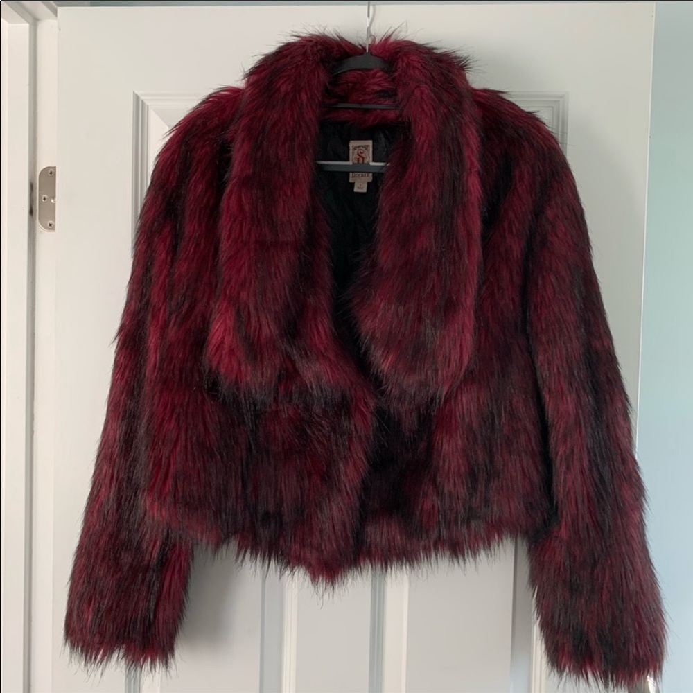 NWOT Decree Purple/Black Faux Fur Coat
